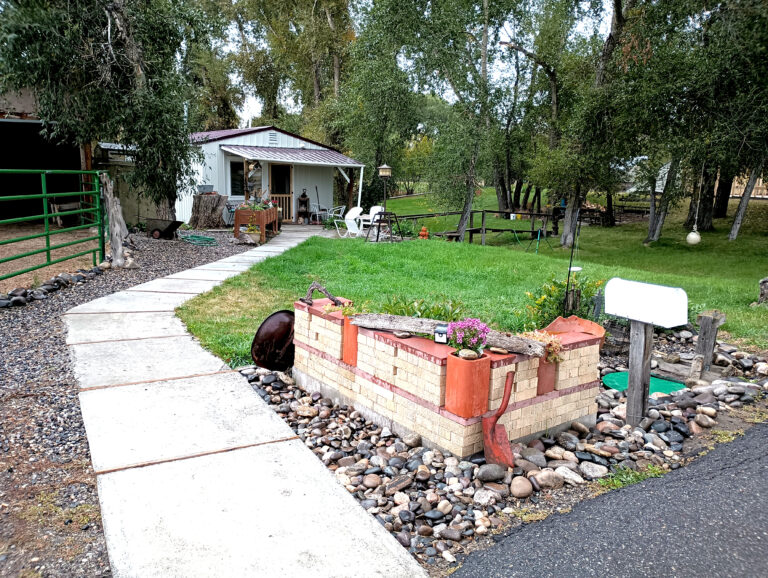 Walkway to the guest cottage at Almosta Ranch vacation rental near Bozeman, MT